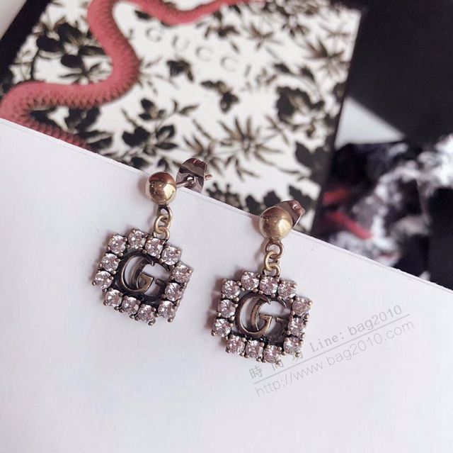 GUCCi飾品 古馳s925純銀針耳環 Gucci方形邊鑽迷你耳釘  zgbq1210